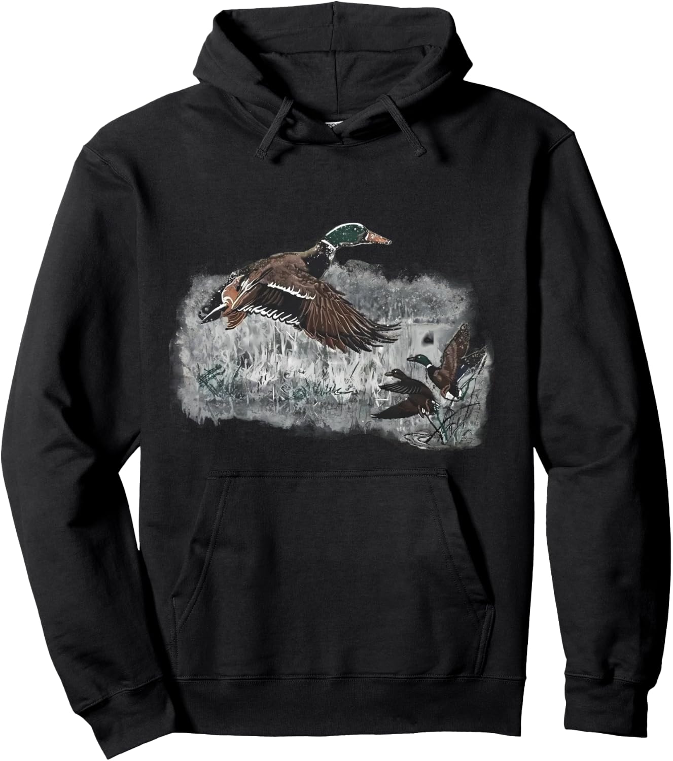 Vintage Mallard Duck Waterfowl Hunting Cozy Season Winter Hoodie - Hoodie | Black