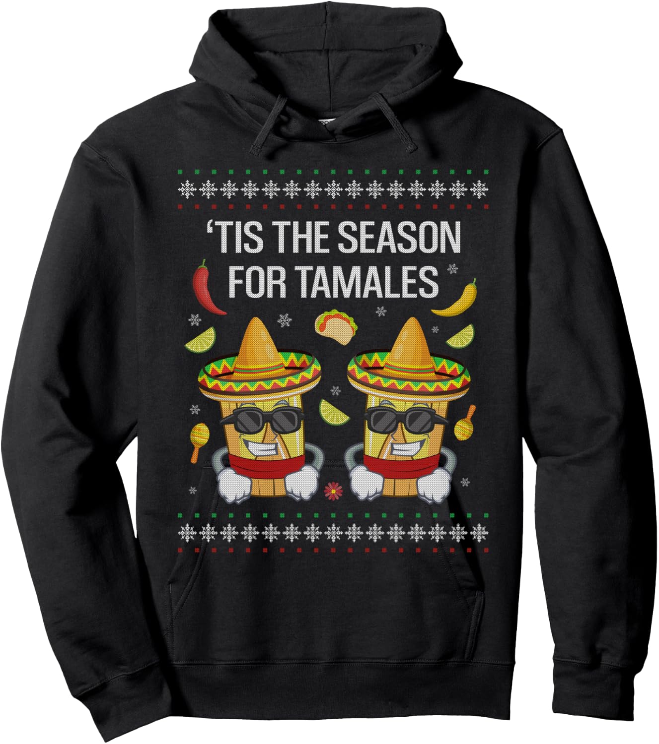 Tamales Ugly Christmas Sweaters Mexican Gifts Women Hoodie - Hoodie | Black