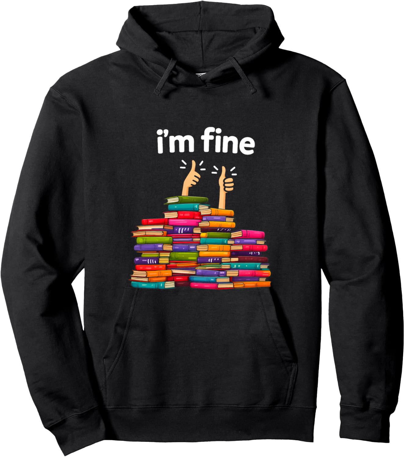 I'm Fine Funny Reading Books Reader Book Lover Librarian Hoodie - Hoodie | Black