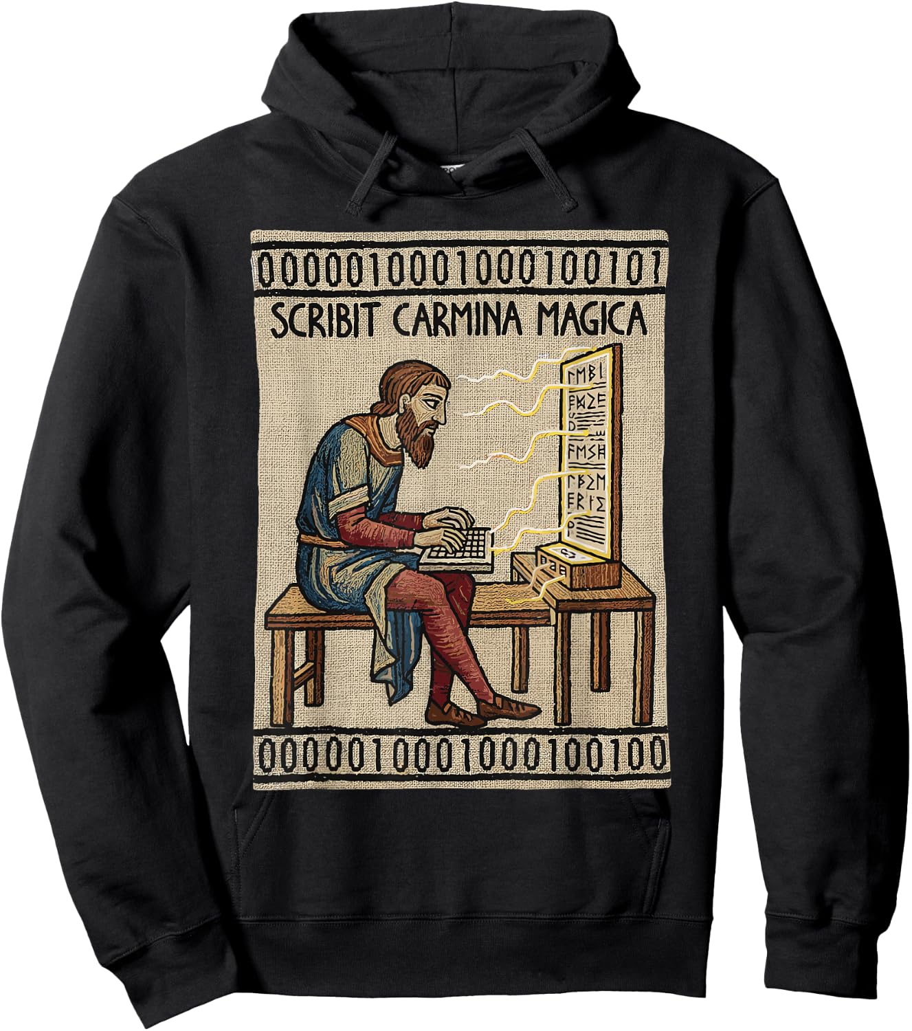 Programmer Enthralled Coding Ancient Medieval Tapestry Hoodie - Hoodie | Black