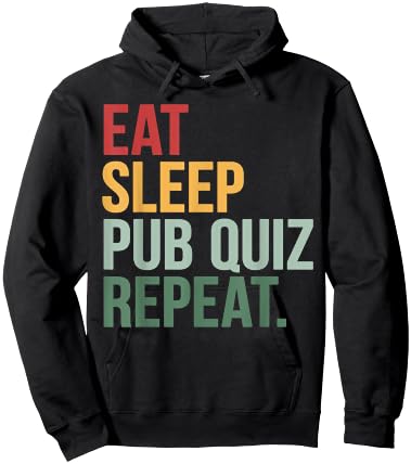 Eat Sleep Pub Quiz Repeat Funny Bar Trivia Quiz Master Hoodie - Hoodie | Black