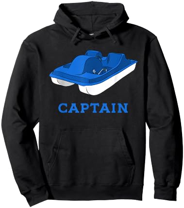 Blue and White Pedal Boat Captain Graphic Hoodie - Hoodie | Black