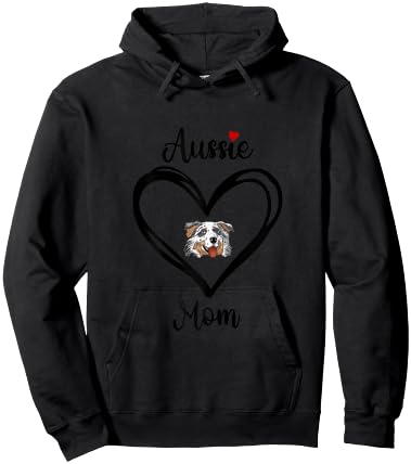 Aussie Mom With Heart Australian Shepherd Mom Blue Merle Hoodie - Hoodie | Black