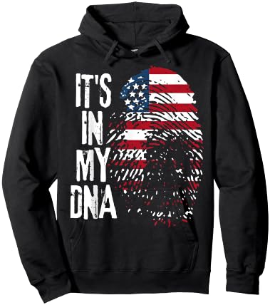 American fLAG It's In My DNA Fingerprint Patriotic USA Flag Women Kids Men Hoodie - Hoodie | Black
