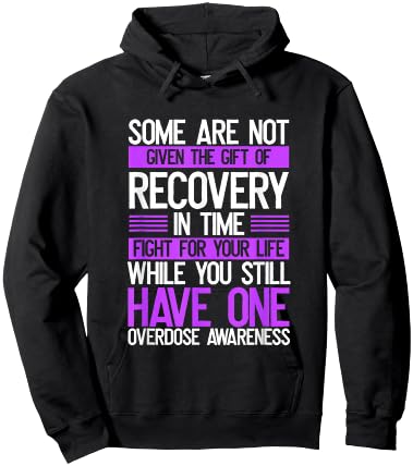 Overdose Awareness Fighter Purple Ribbon Drug Abuse Hoodie - Hoodie | Black