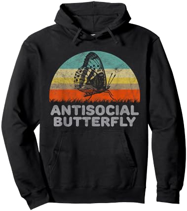 Funny Gifts For Introverts Antisocial Butterfly - Women's Black Small Classic Fit Short Sleeve Hoodie - Hoodie | Black