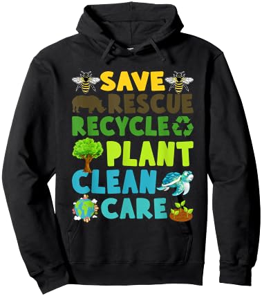 Save Bees Rescue Animals Recycle Plastic Earth Day Planet Hoodie - Hoodie | Black