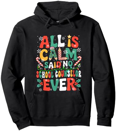 Funny Joke Calm Said No School Counselor Ever Xmas Gnome Hoodie - Hoodie | Black