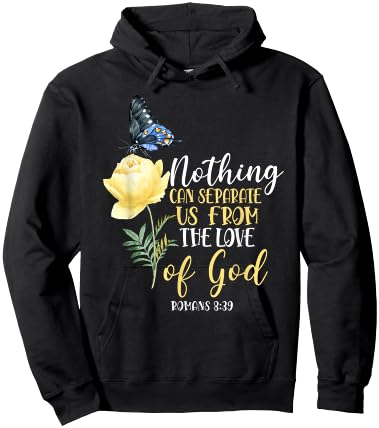 Christian Bible Verse Butterfly Rose Flower Romans 8:39 Hoodie - Hoodie | Black