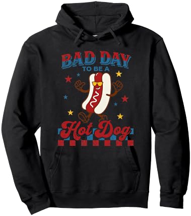 Funny Bad Day to Be a Hotdog 4th of July Independence Day Hoodie - Hoodie | Black