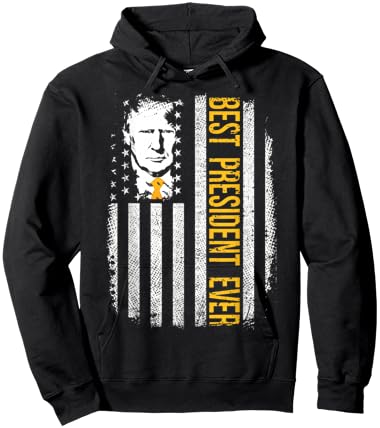 Trump American Flag Donald Trump Best President Ever Hoodie - Hoodie | Black