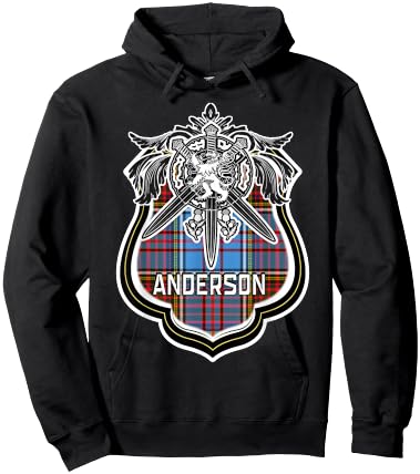 Anderson Scottish Clan Family Tartan Lion Sword Name Hoodie - Hoodie | Black