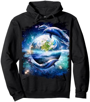 Galaxy Dolphin Dolphins In Space Earth Hoodie - Hoodie | Black