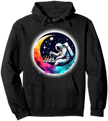 Astronaut Playing Chess in Space Boys Girls Kids Hoodie - Hoodie | Black