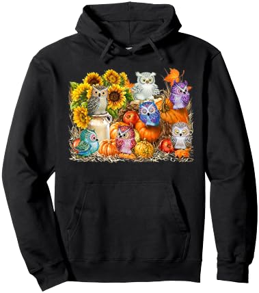 Autumn Owl Sunflower Pumpkin Halloween Costume Hoodie - Hoodie | Black