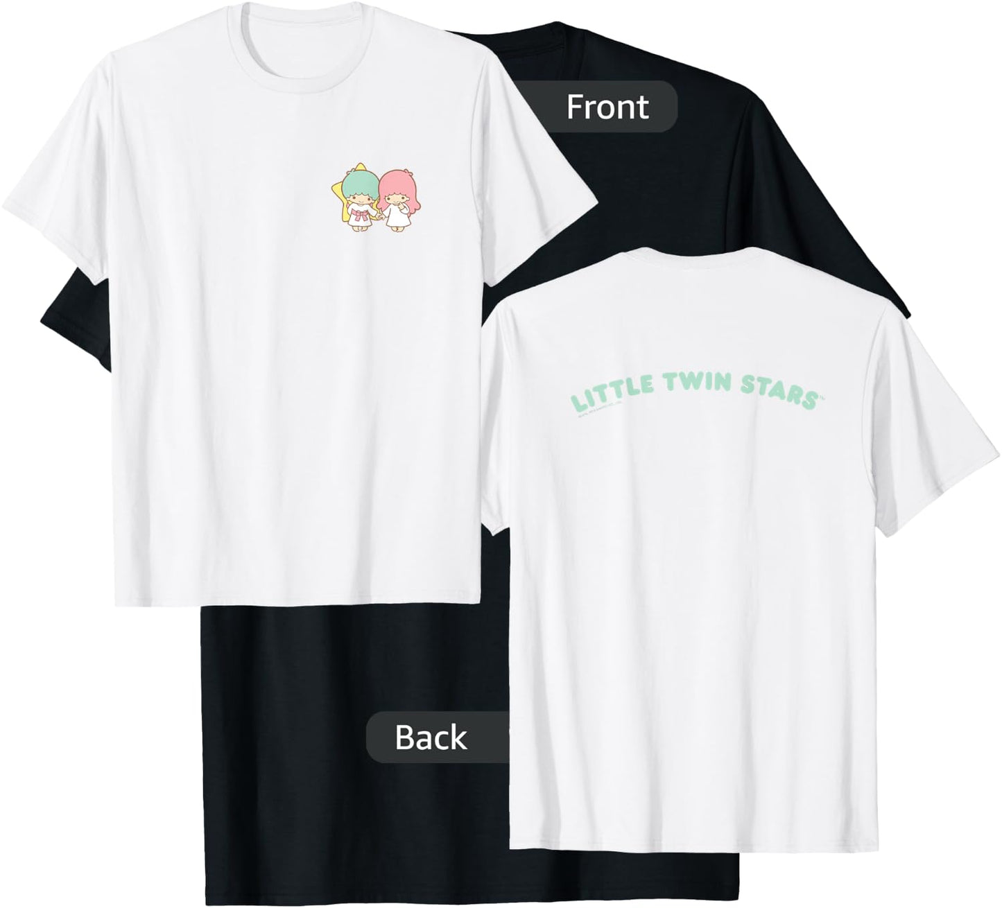 Little Twin Stars Front and Back Logo Shirt T-Shirt - T-Shirt | Black