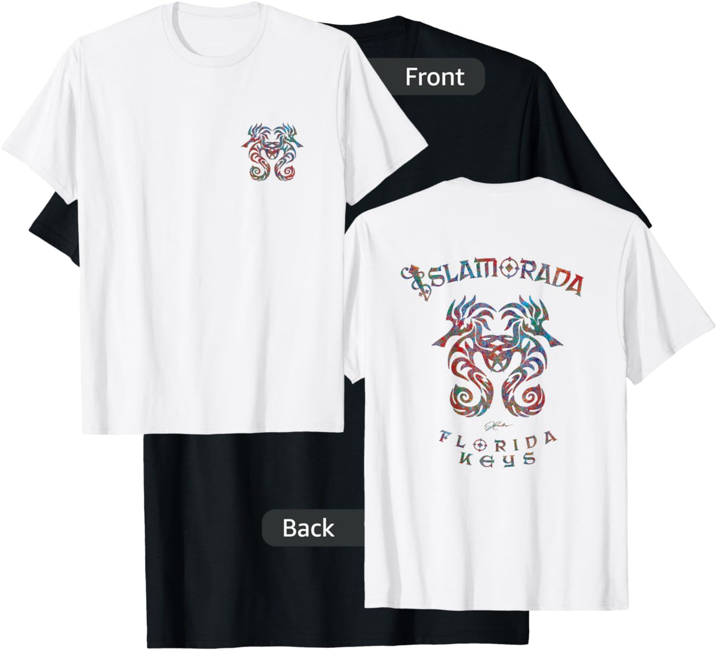 JCombs: Islamorada, FL, Seahorses (Art on both sides) T-Shirt - T-Shirt | Black