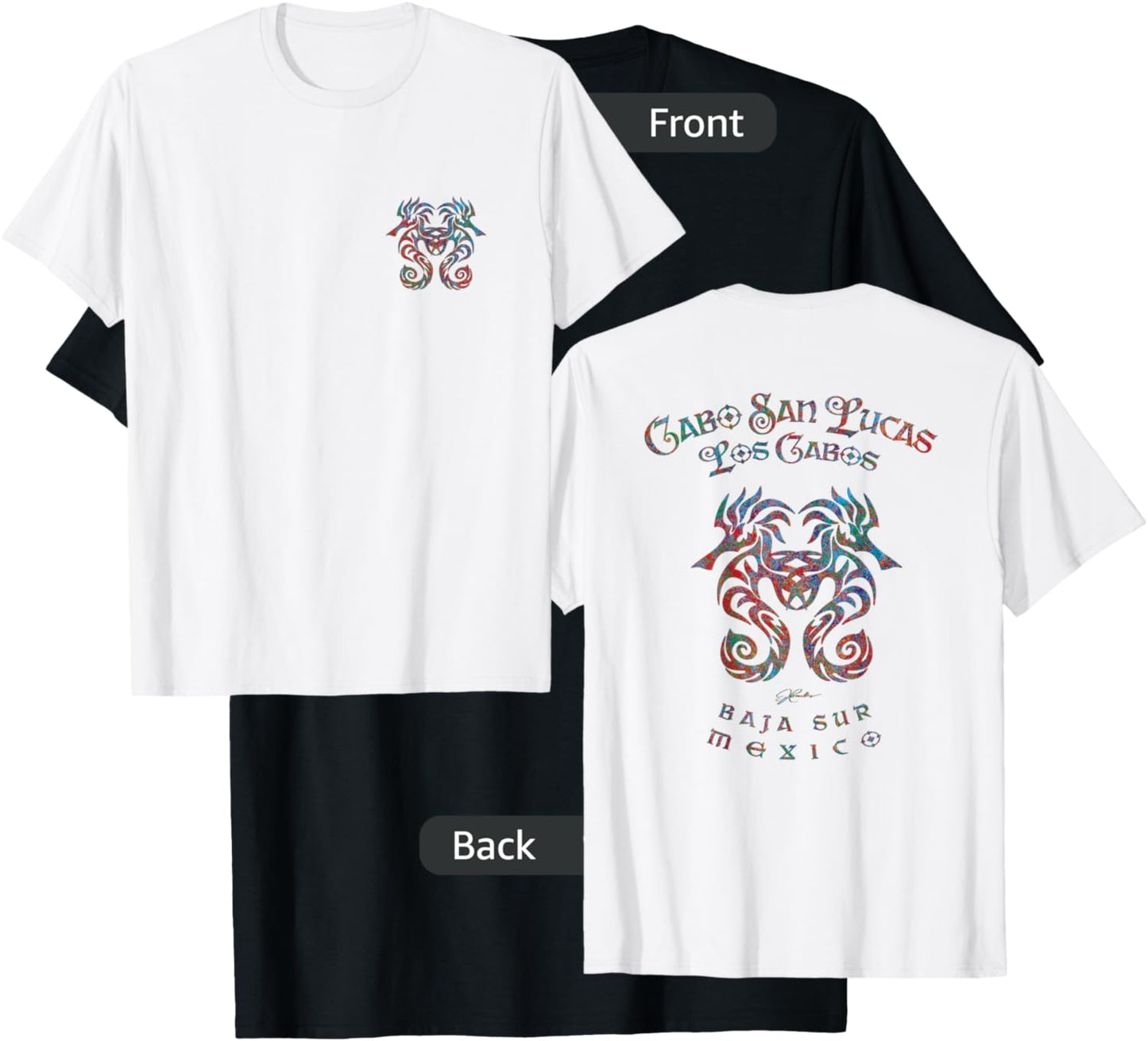 JCombs: Cabo San Lucas, Mexico, Seahorses (Art on back) T-Shirt - T-Shirt | Black