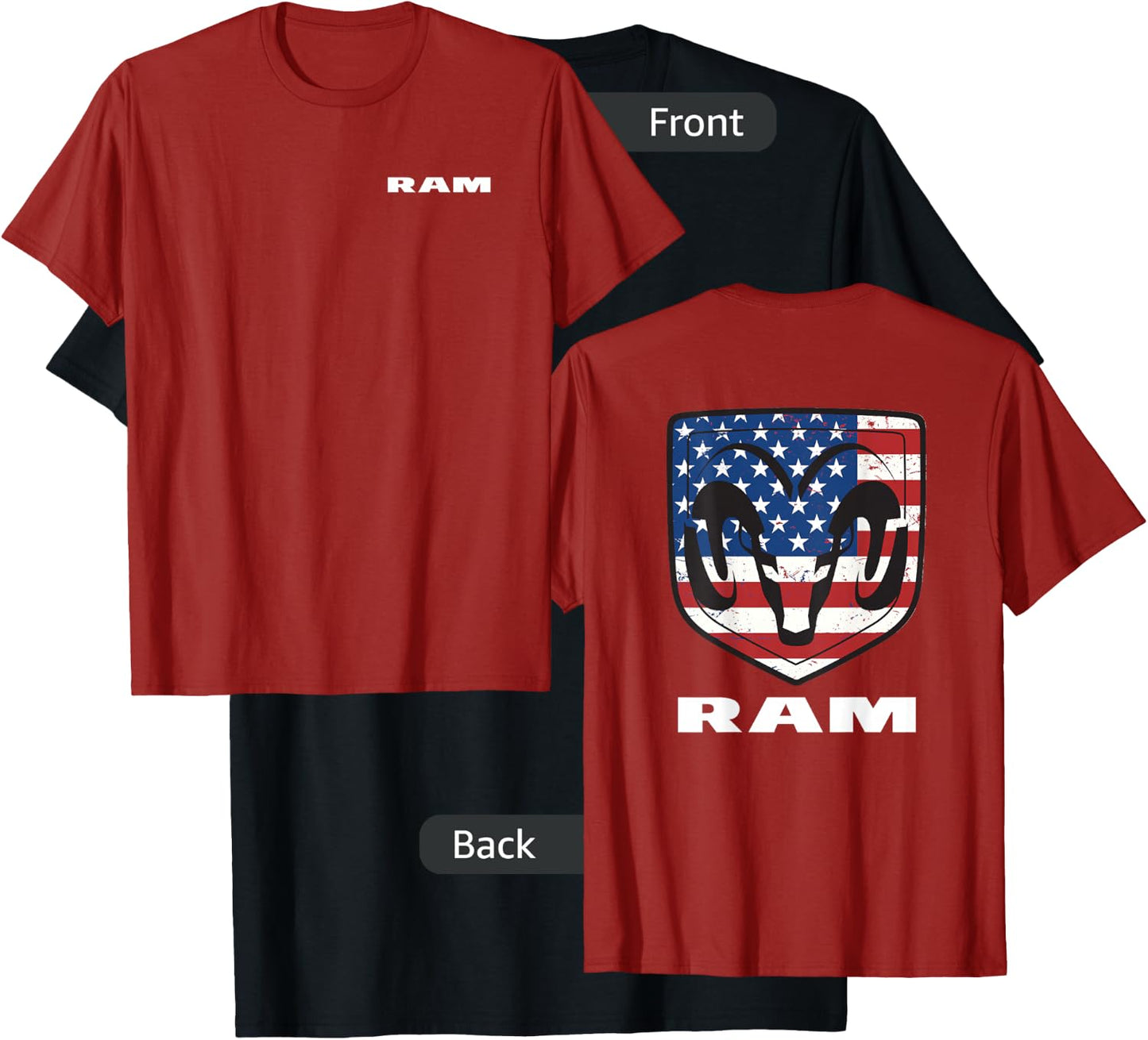 RAM Trucks Shield Flag Front/Back T-Shirt - T-Shirt | Black