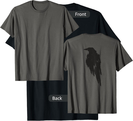 Retro Vintage Black Crow Raven DESIGN ON BACK T-Shirt - T-Shirt | Black