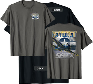 F6F Hellcat American Steel WWII Fighter 2 Sided T-Shirt - T-Shirt | Black