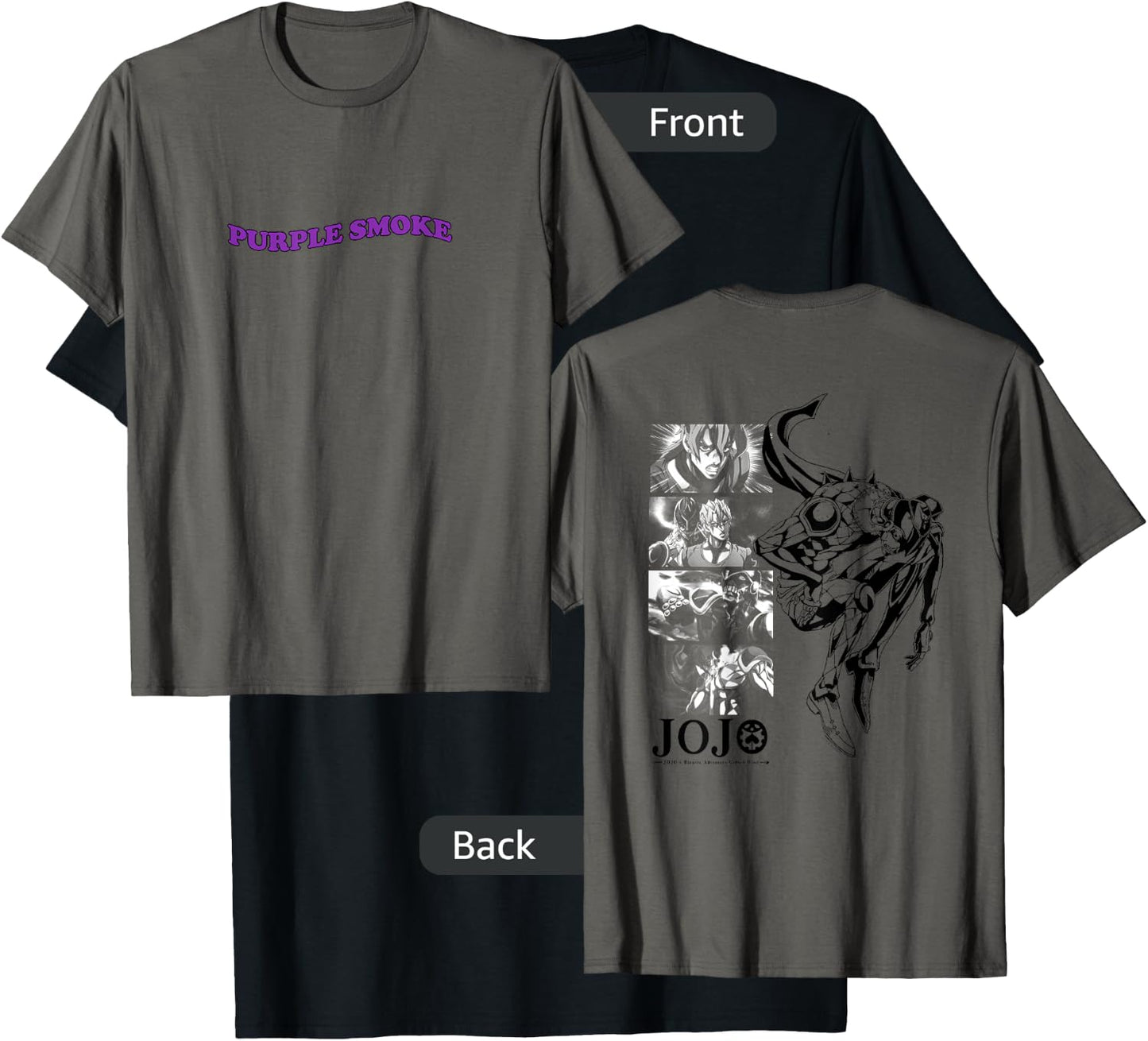 JoJo's Bizarre Adventure Fugo & Purple Smoke Haze Front Back T-Shirt - T-Shirt | Black