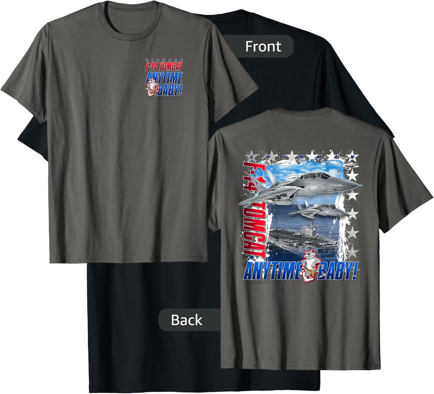 F-14 Tomcat Anytime Baby Jet 2 Sided T-Shirt - T-Shirt | Black