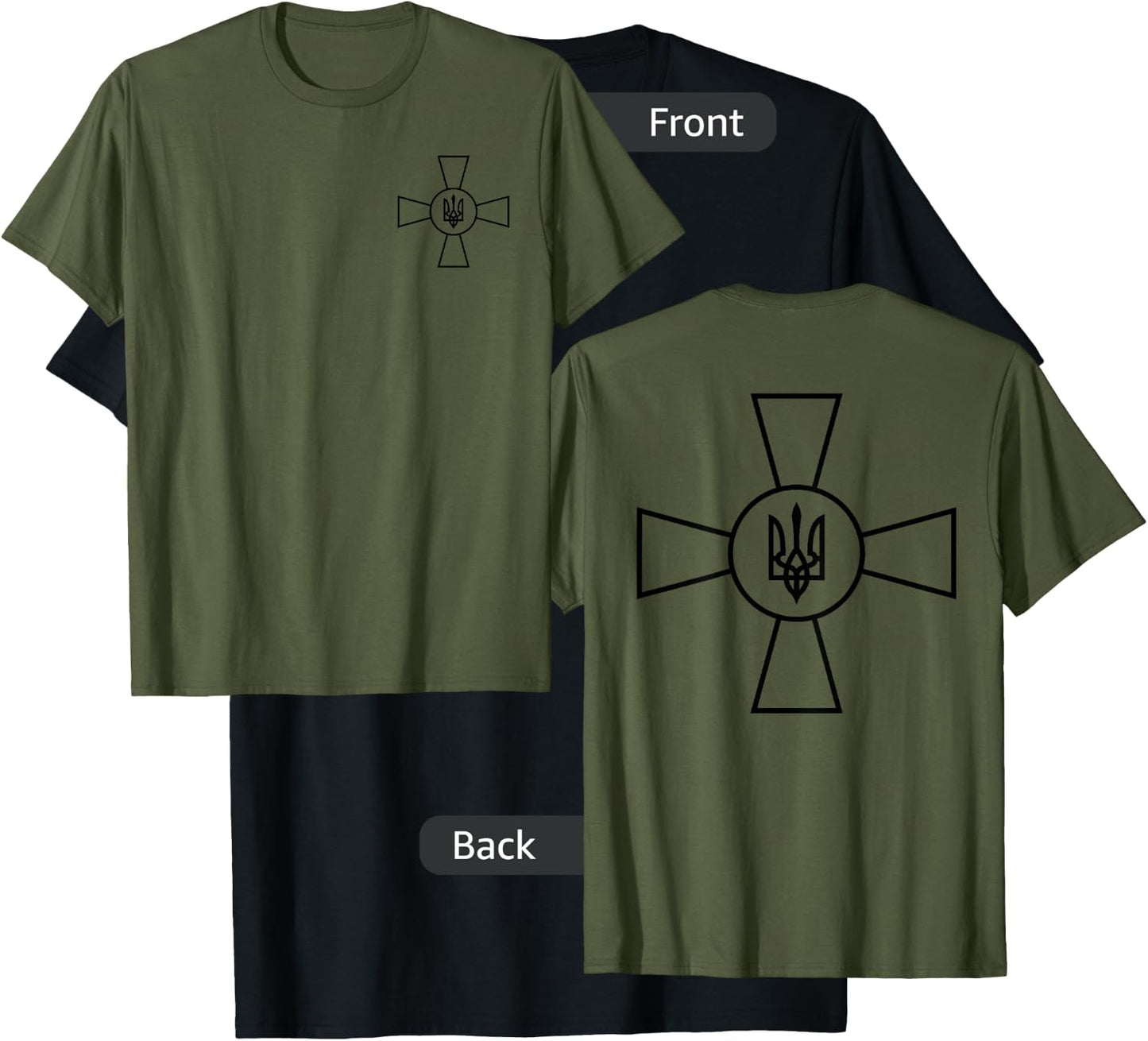 Zelensky Military Ukraine Trident Crest Army Logo Shield F&B T-Shirt - T-Shirt | Black