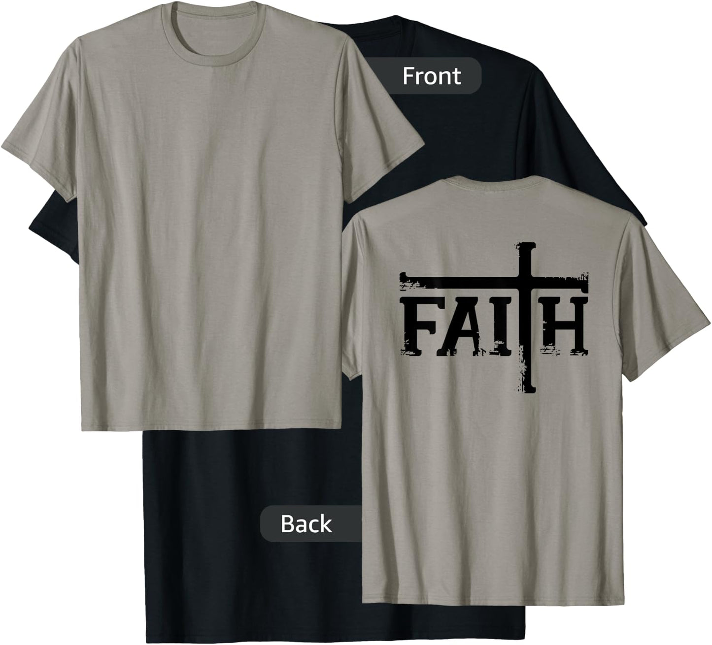 FAITH Cross Jesus Christ Christian Meme DESIGN ON BACK T-Shirt - T-Shirt | Black