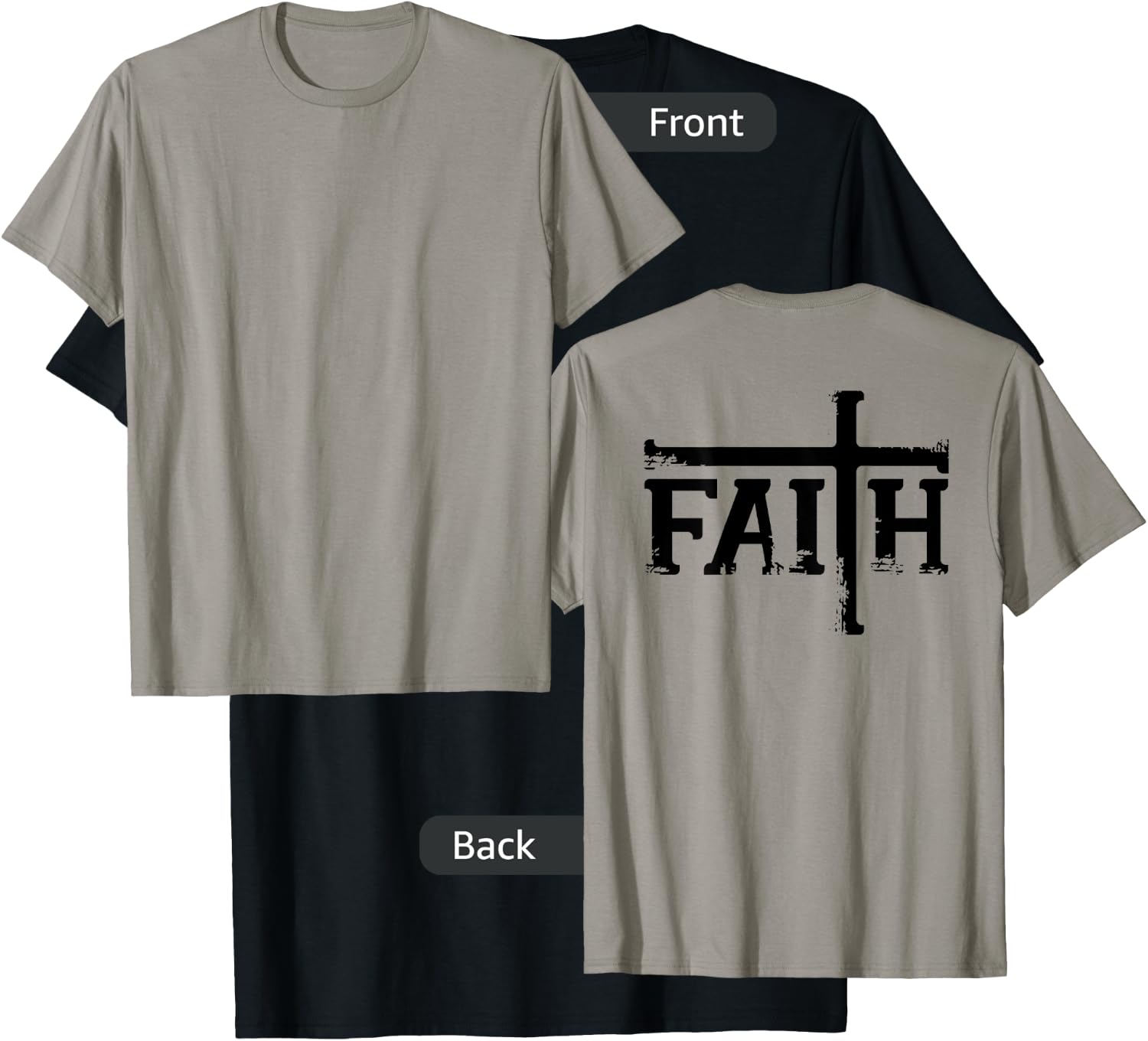 FAITH Cross Jesus Christ Christian Meme DESIGN ON BACK T-Shirt - T-Shirt | Black