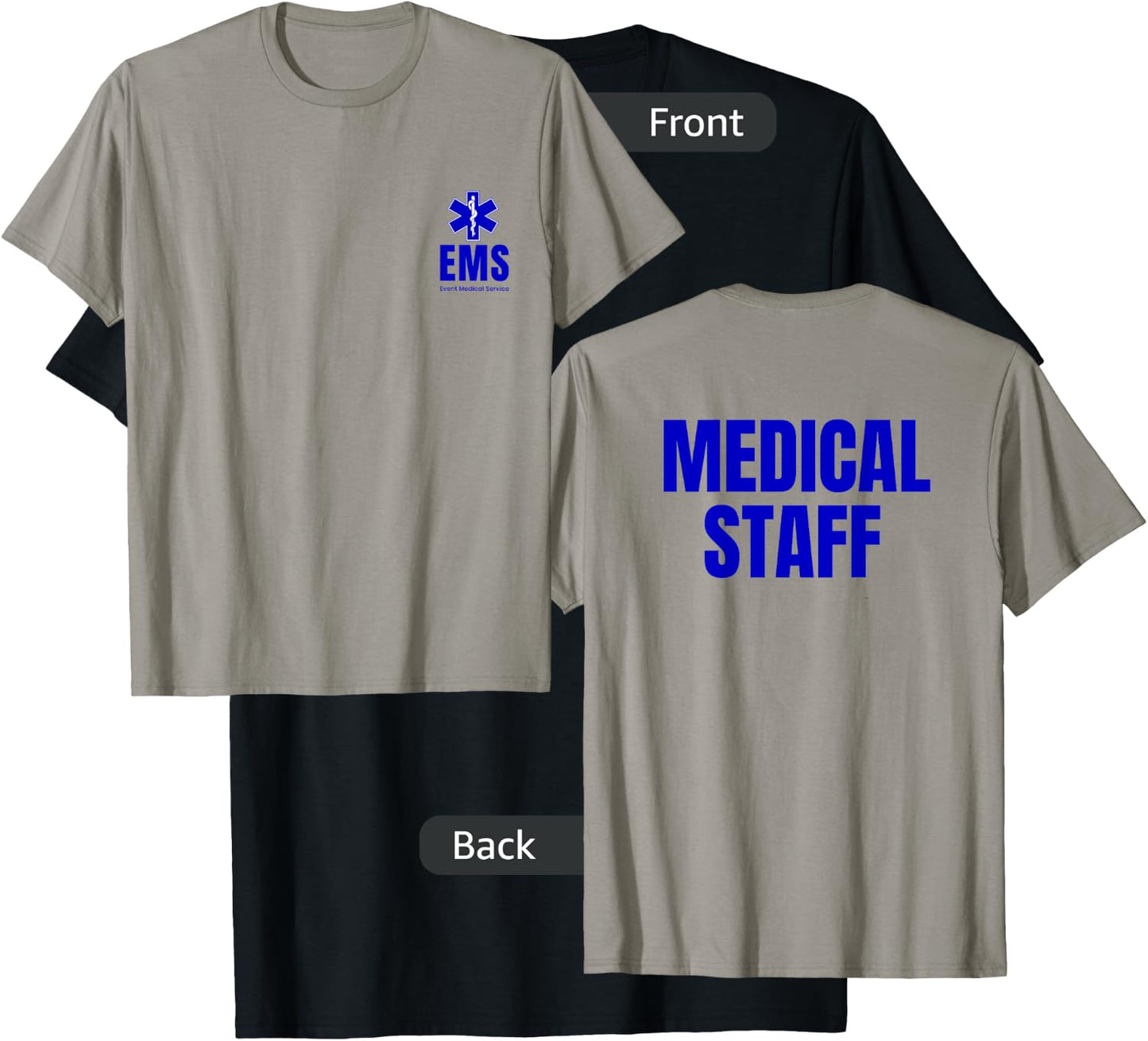 Event Medical Staff EMS Front & Back Printed T-Shirt - T-Shirt | Black