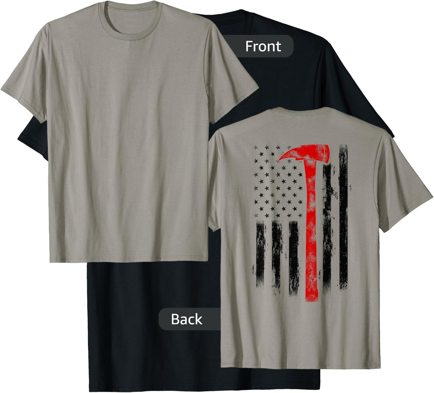US Fireman Distressed Firefighter American Red Axe Flag T-Shirt - T-Shirt | Black