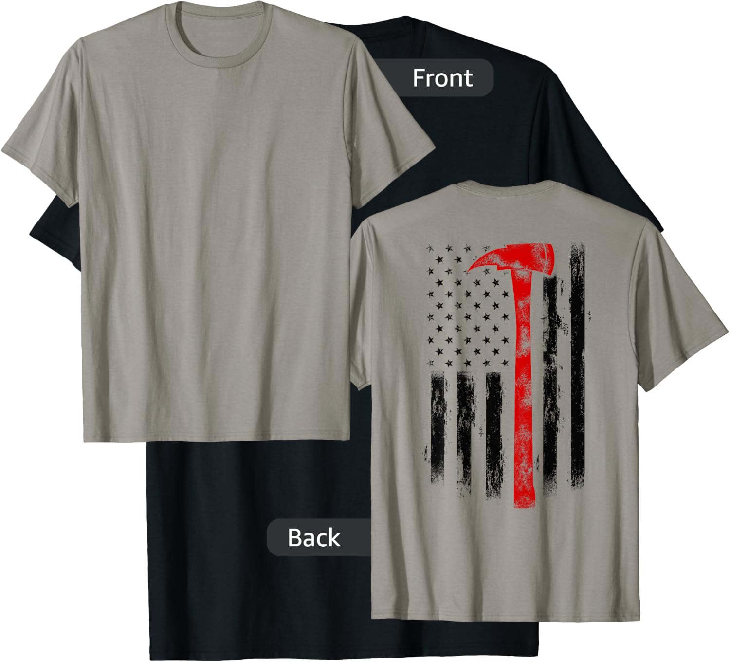 US Fireman Distressed Firefighter American Red Axe Flag T-Shirt - T-Shirt | Black