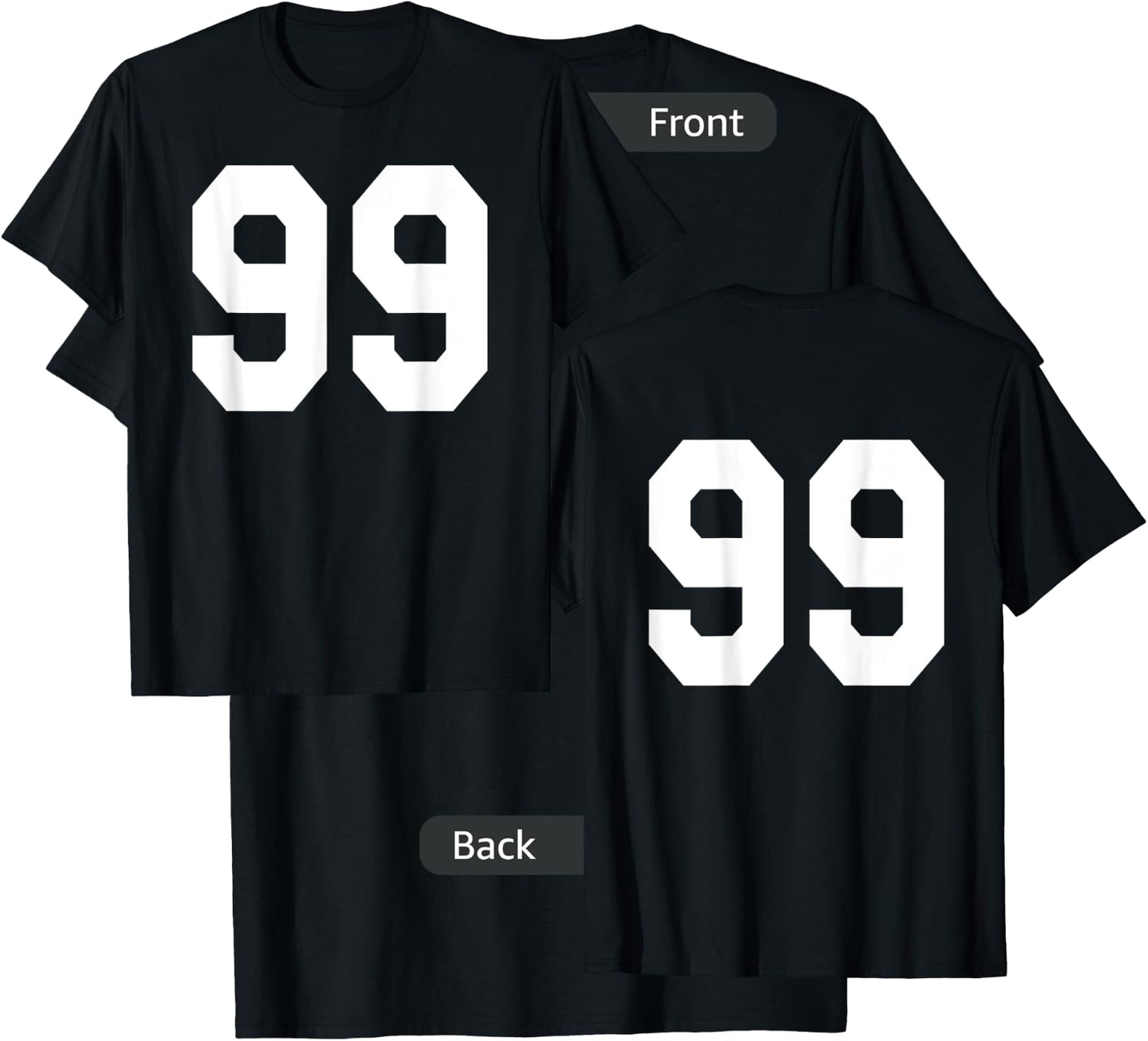 Number 99 Sports Jersey Front and Back Team Player T-Shirt - T-Shirt | Black