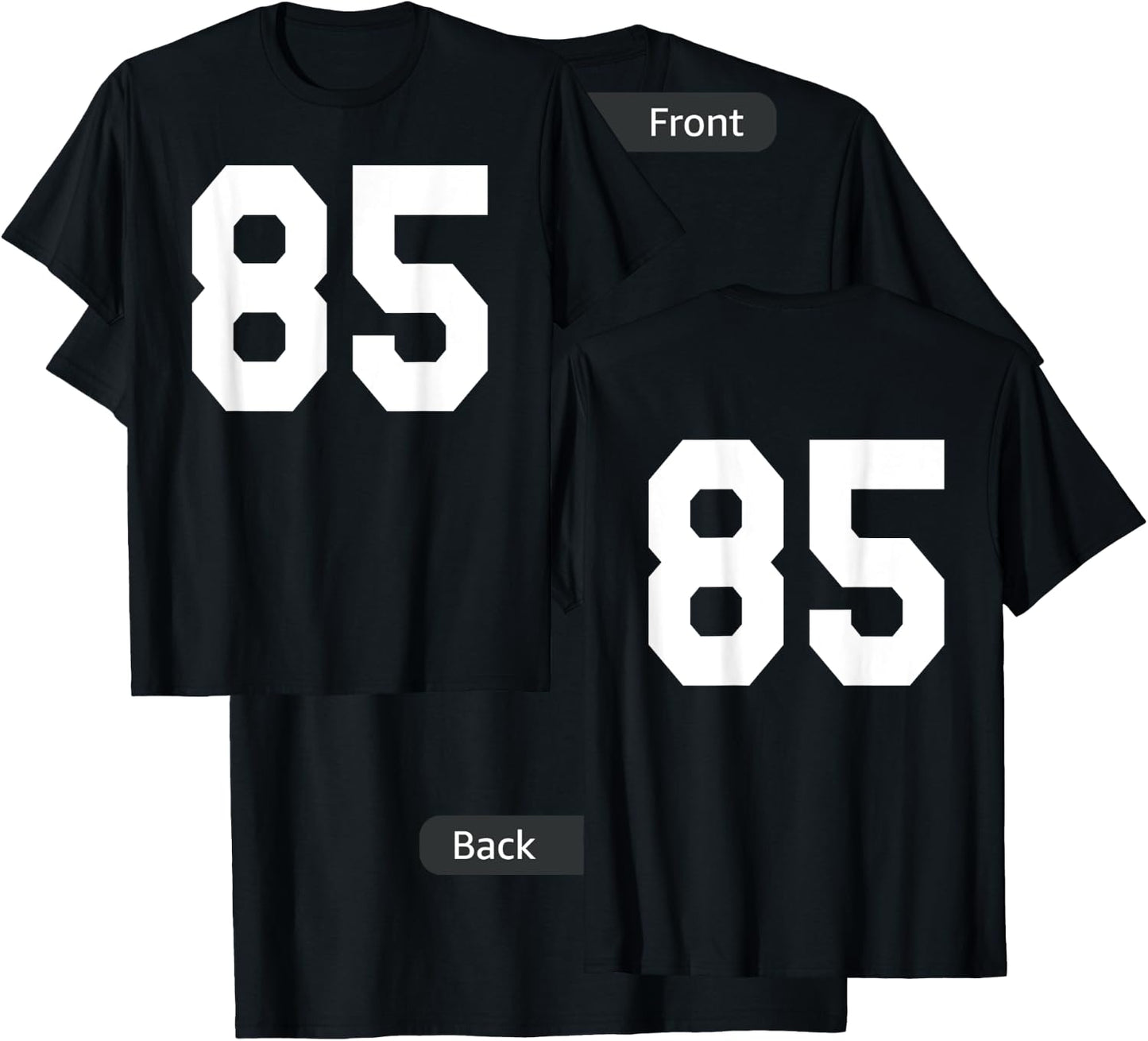 Number 85 Sports Jersey Front and Back Team Player T-Shirt - T-Shirt | Black