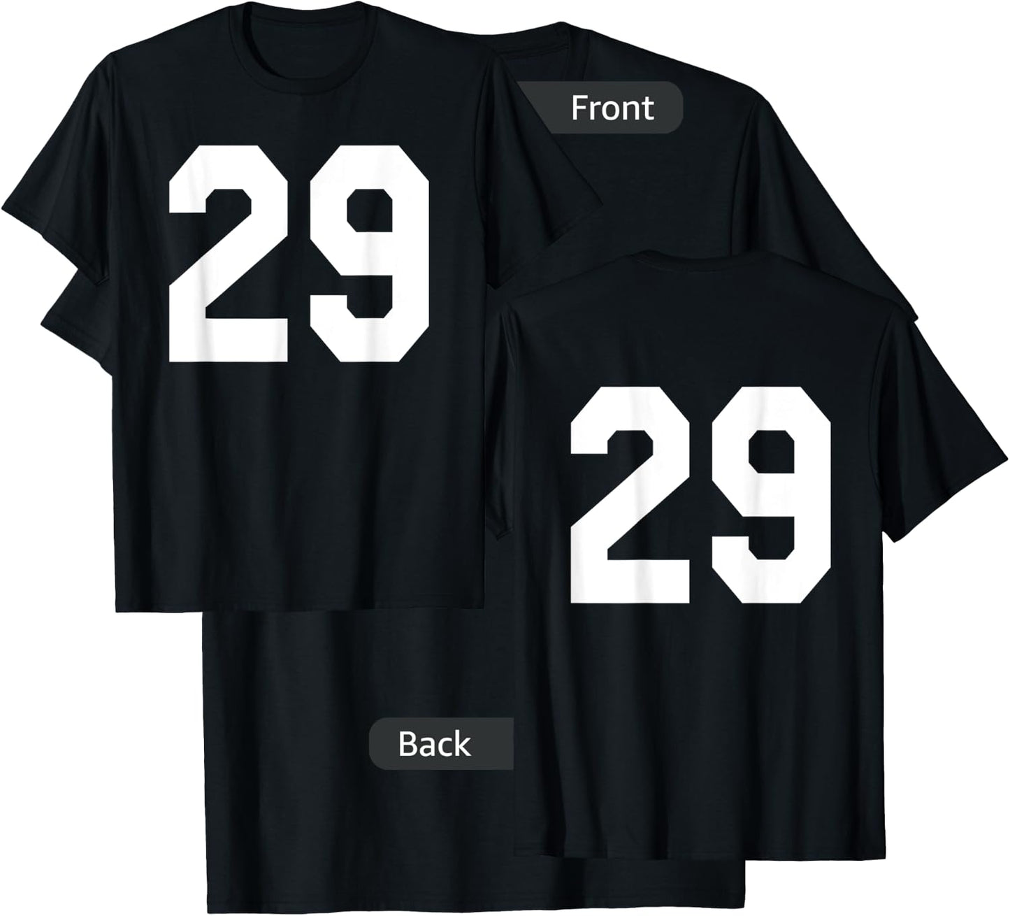 Number 29 Sports Jersey Front and Back Team Player T-Shirt - T-Shirt | Black