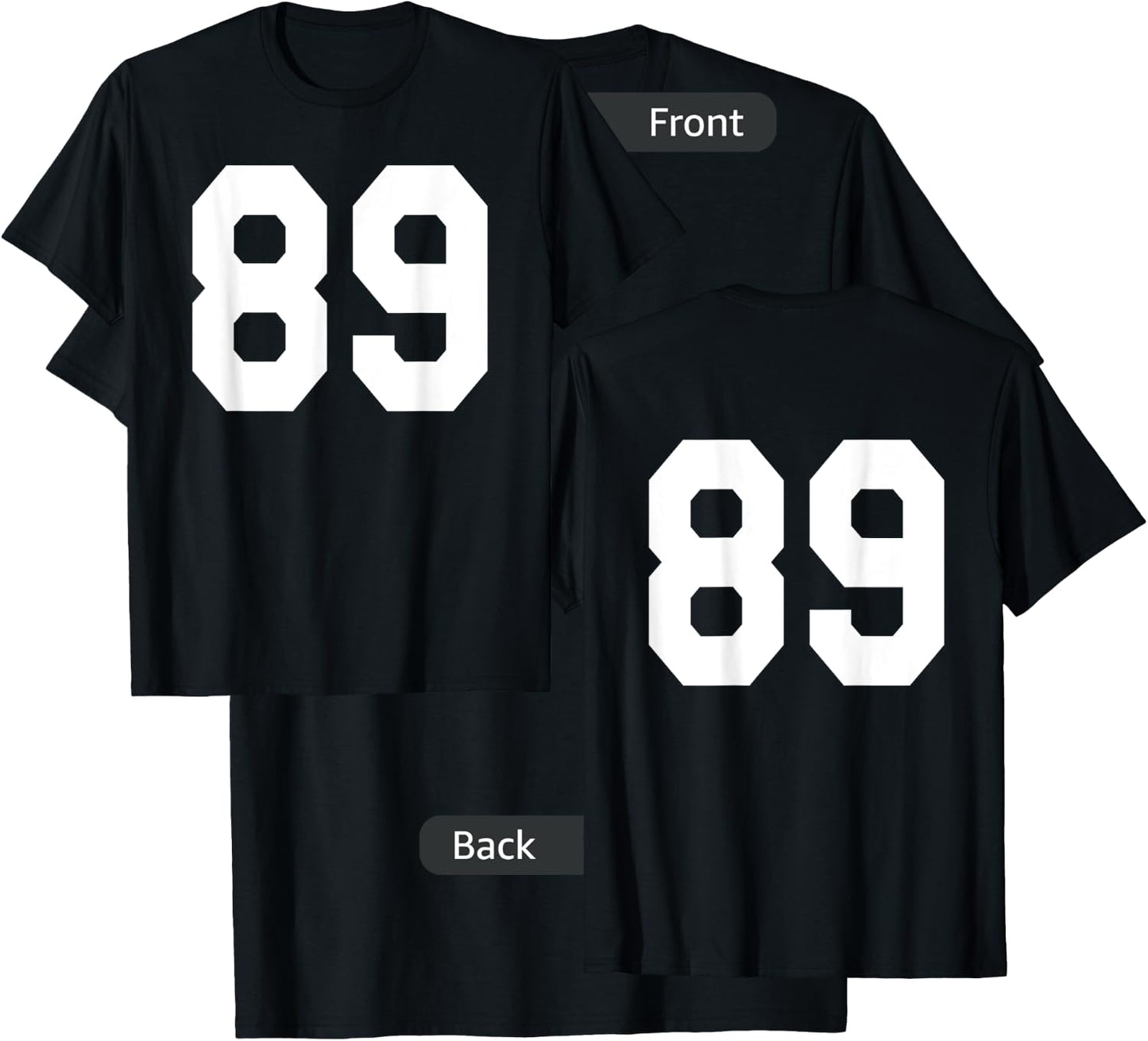 Number 89 Sports Jersey Front and Back Team Player T-Shirt - T-Shirt | Black