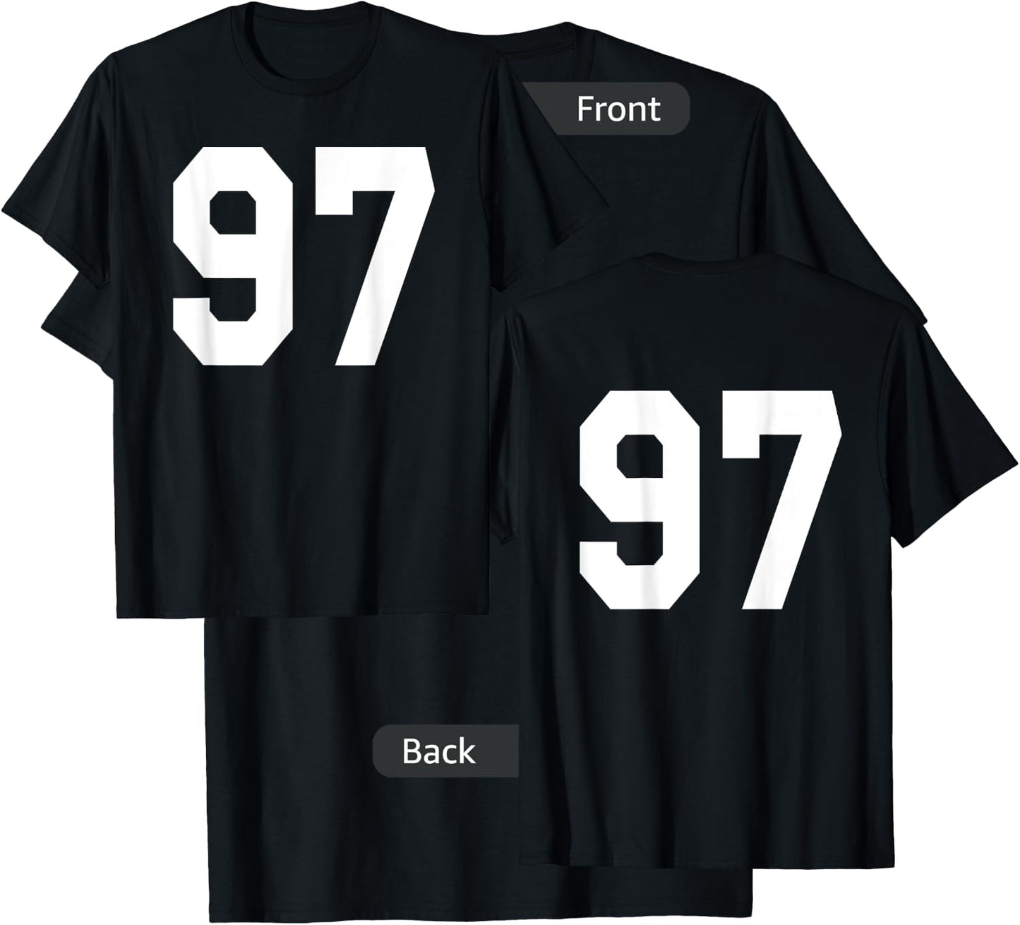 Number 97 Sports Jersey Front and Back Team Player T-Shirt - T-Shirt | Black