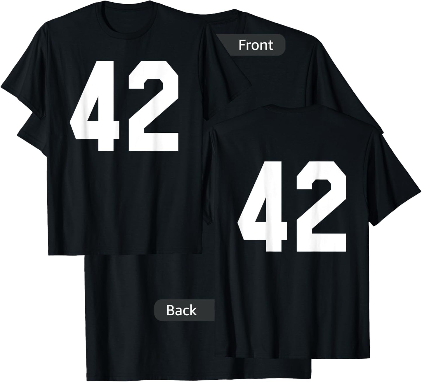 Number 42 Sports Jersey Front and Back Team Player T-Shirt - T-Shirt | Black