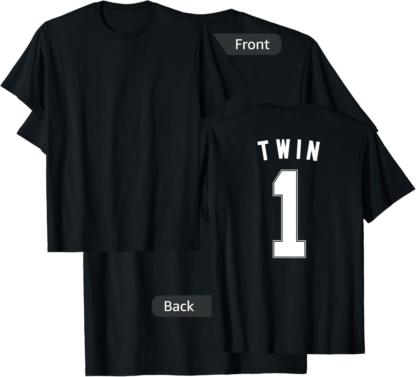 TWIN 1 shirt funny matching adult kid jersey identical twin T-Shirt - T-Shirt | Black