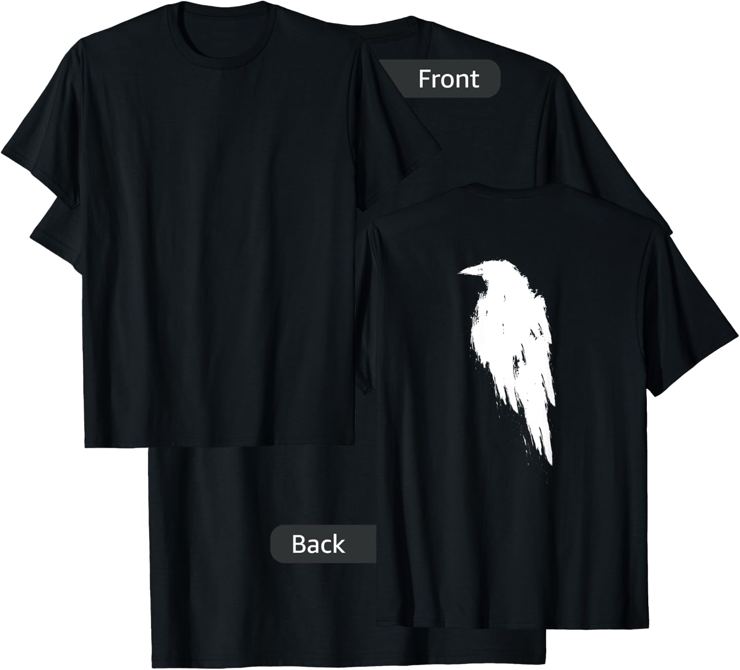 Retro Vintage White Raven Crow DESIGN ON BACK T-Shirt - T-Shirt | Black
