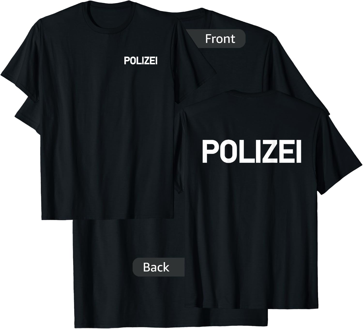 Polizei German Police Germany Law Enforcement (double-sided) T-Shirt - T-Shirt | Black