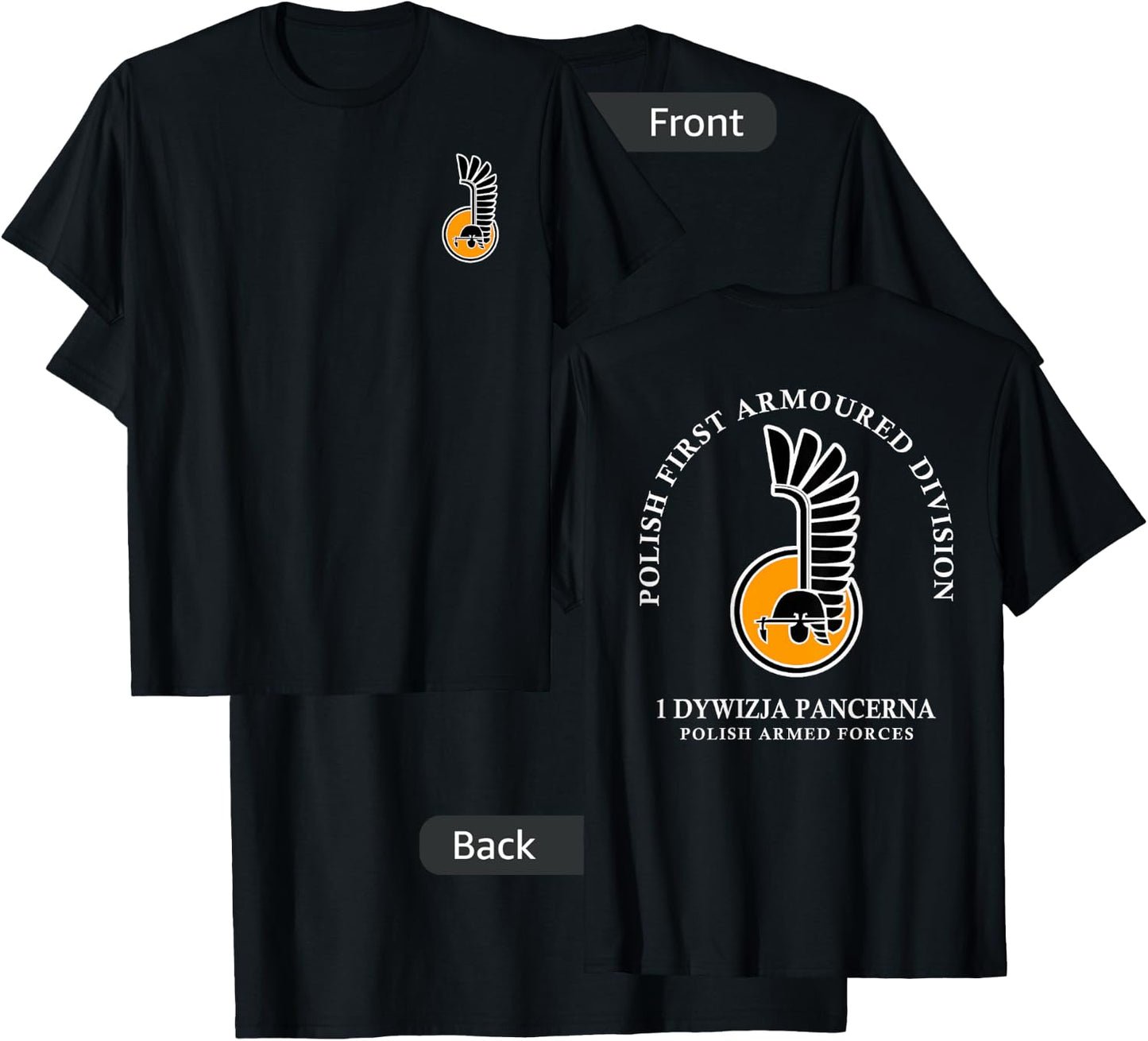 Polish 1st Armoured Division Army Hussar T-Shirt - T-Shirt | Black