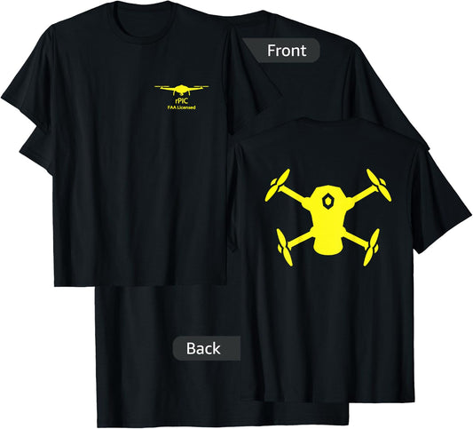 FAA Certified Licensed Drone Pilot rPIC - Front & Back T-Shirt - T-Shirt | Black