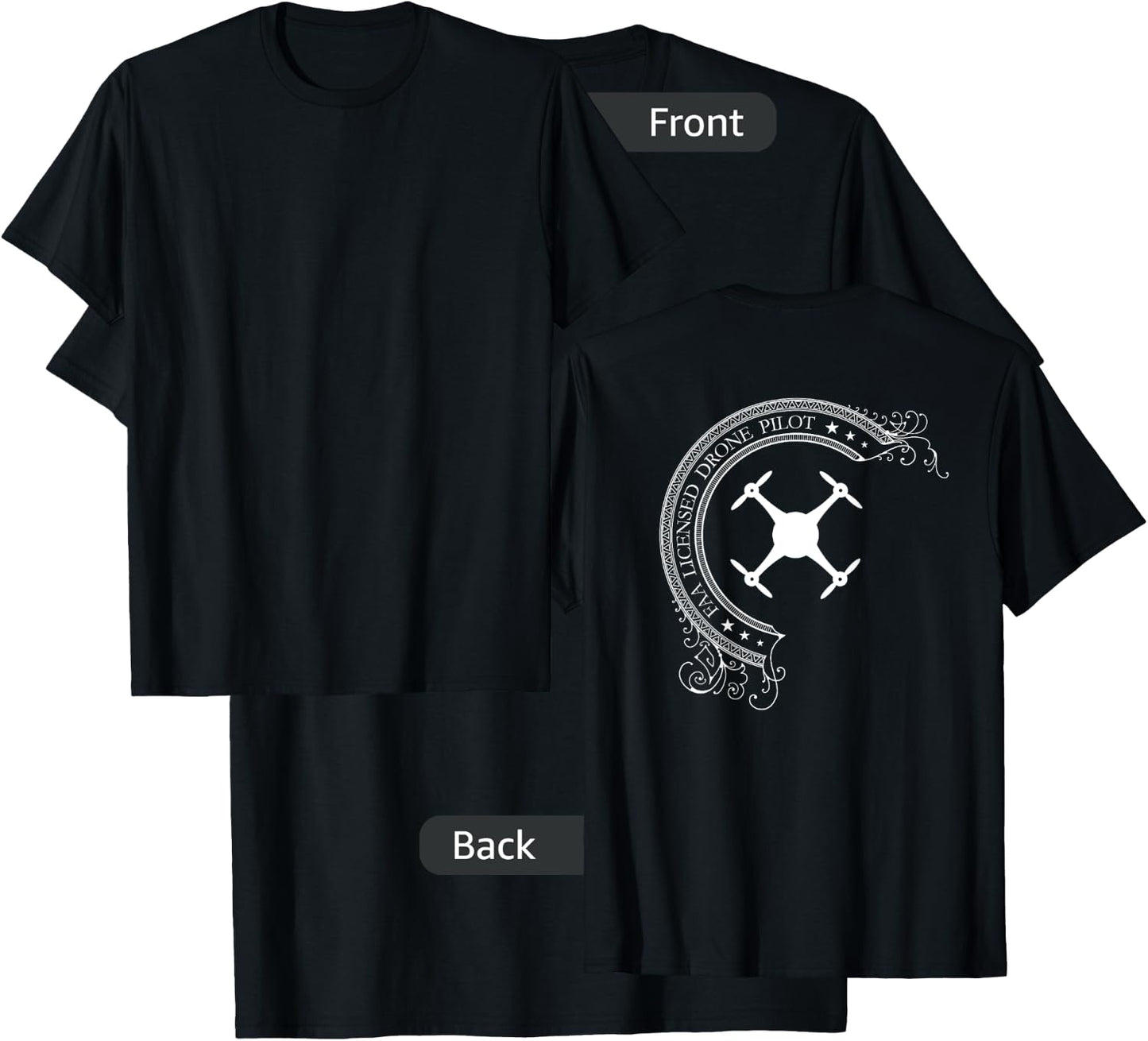 FAA Licensed UAV Multirotor Drone Pilot - BACK DESIGN T-Shirt - T-Shirt | Black