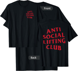 Anti Social Lifting Club: Red Logo (Front + Back) T-Shirt - T-Shirt | Black
