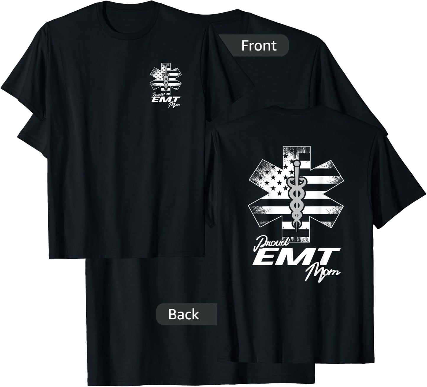 Proud EMT Mom Emergency Medical Technician T Shirt T-Shirt - T-Shirt | Black