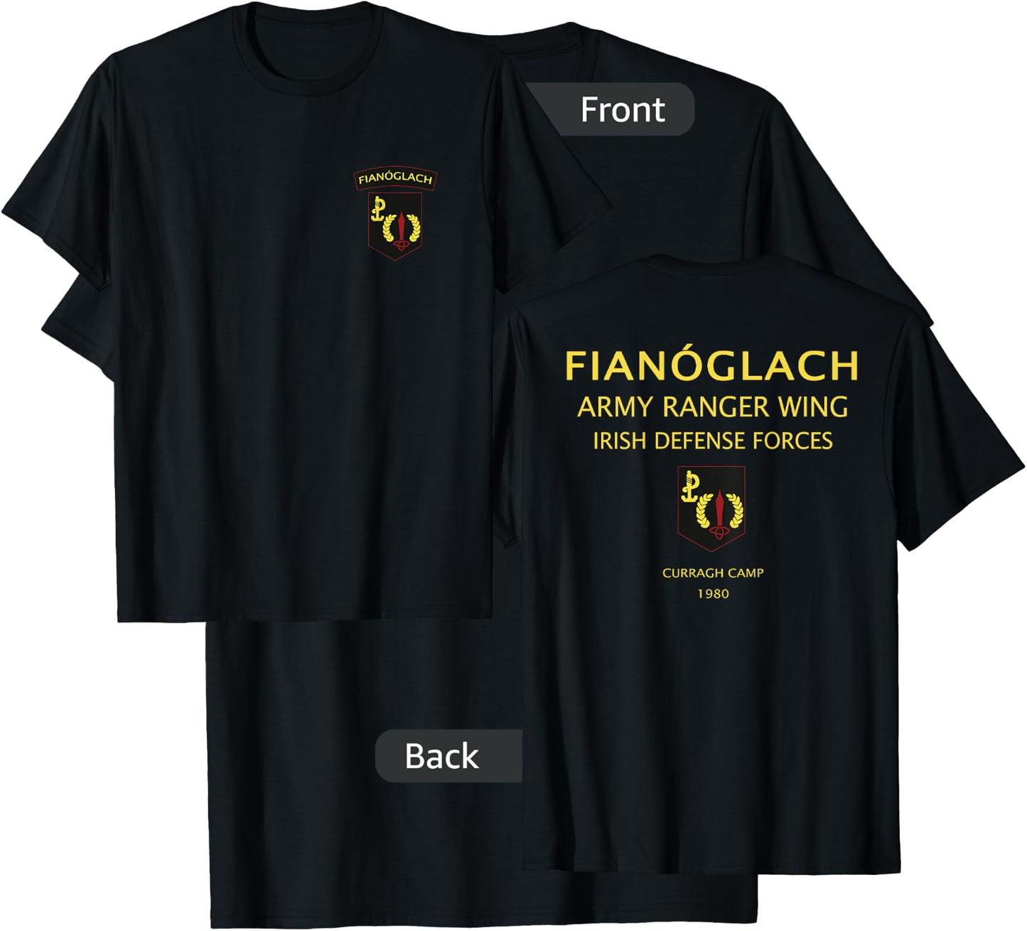 Fianoglach Irish Special Force Army Ranger Ireland Defence T-Shirt - T-Shirt | Black