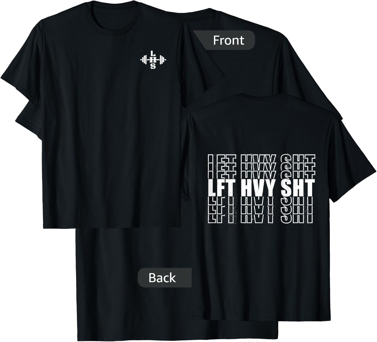 LFT HVY SHT Lift Heavy Weightlifting LHS Barbell Logo T-Shirt - T-Shirt | Black
