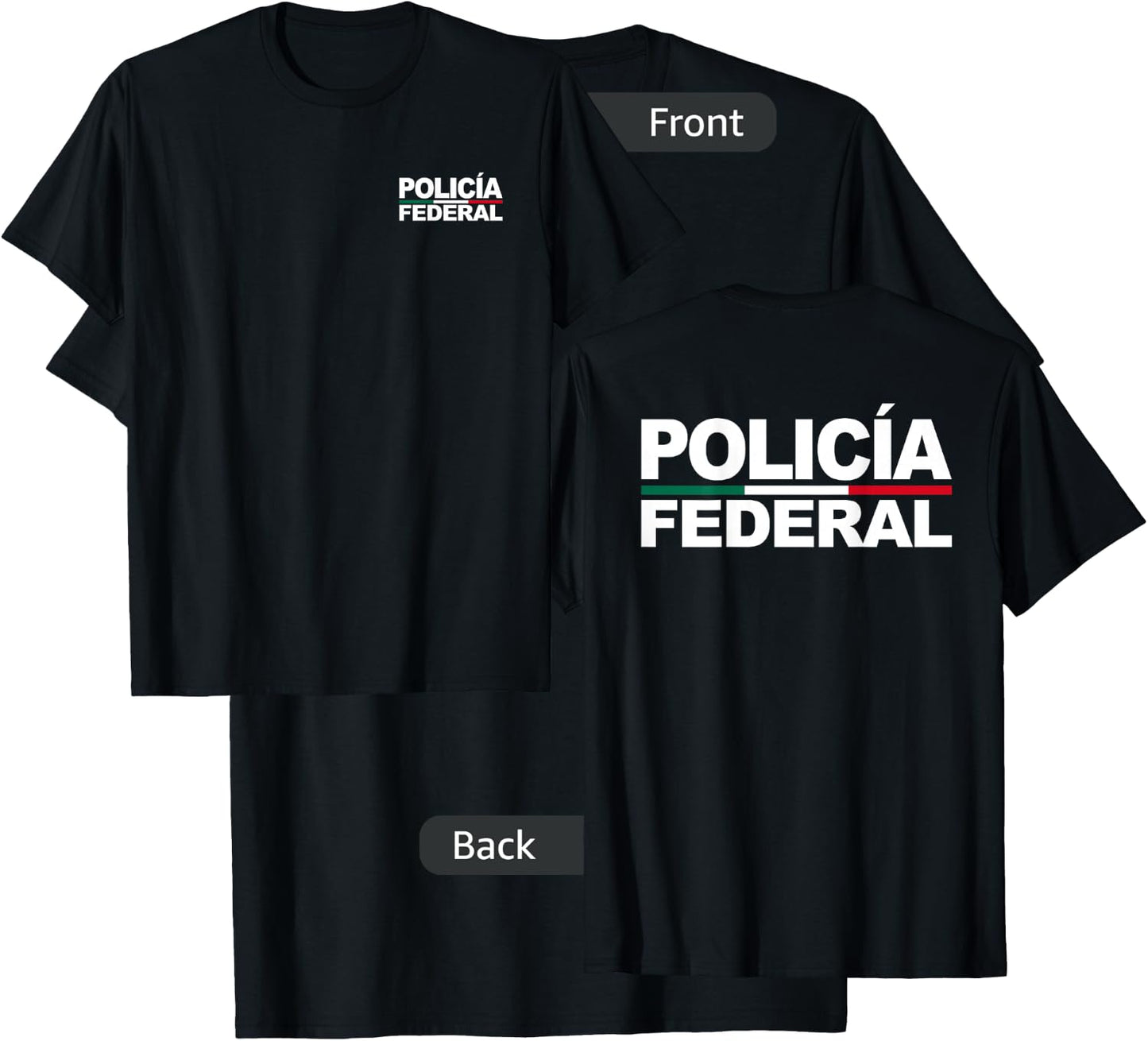 Mexico Policia Federal Mexican Police Law Costume T-Shirt - T-Shirt | Black